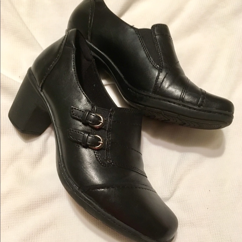 Black leather Bass heels. New condition.